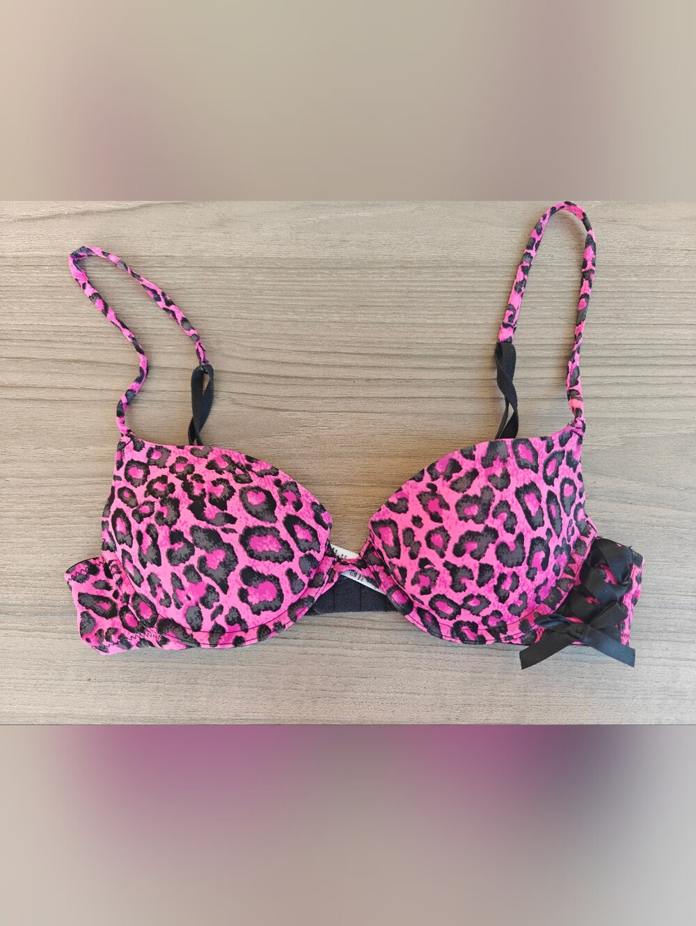 La SENZA Hot Pink and Black Leopard Push-Up Bra